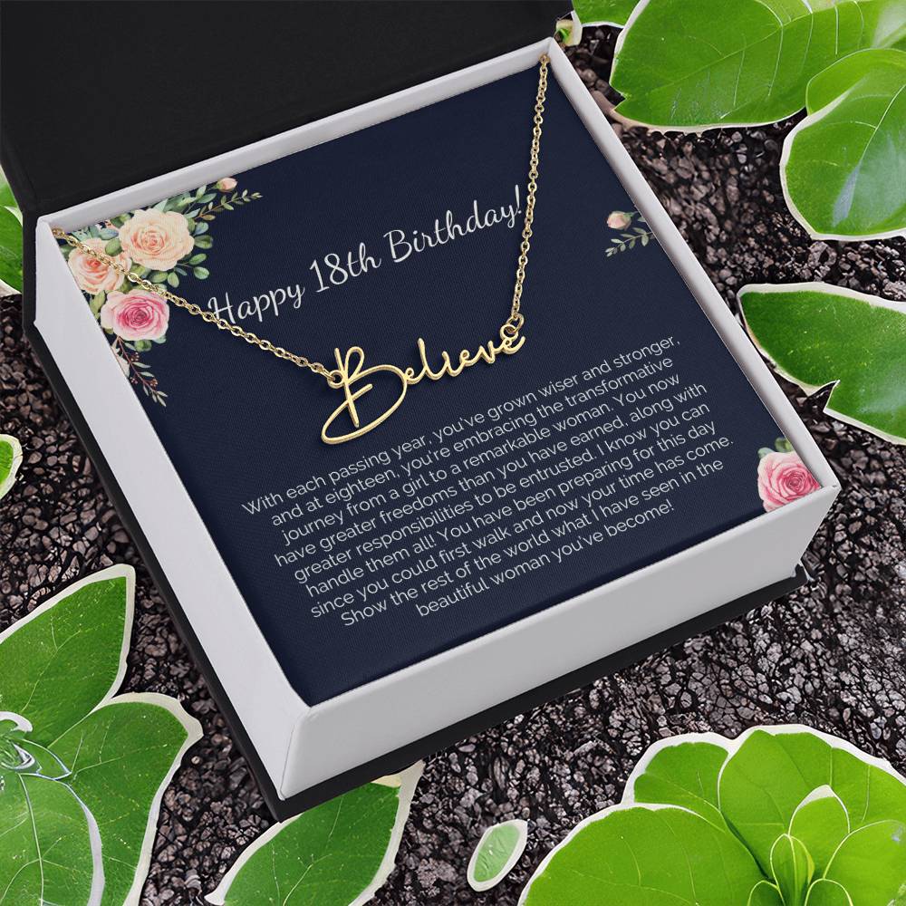 Personalized 18th Birthday Gift for Her - Customizable Signature Style Name Necklace