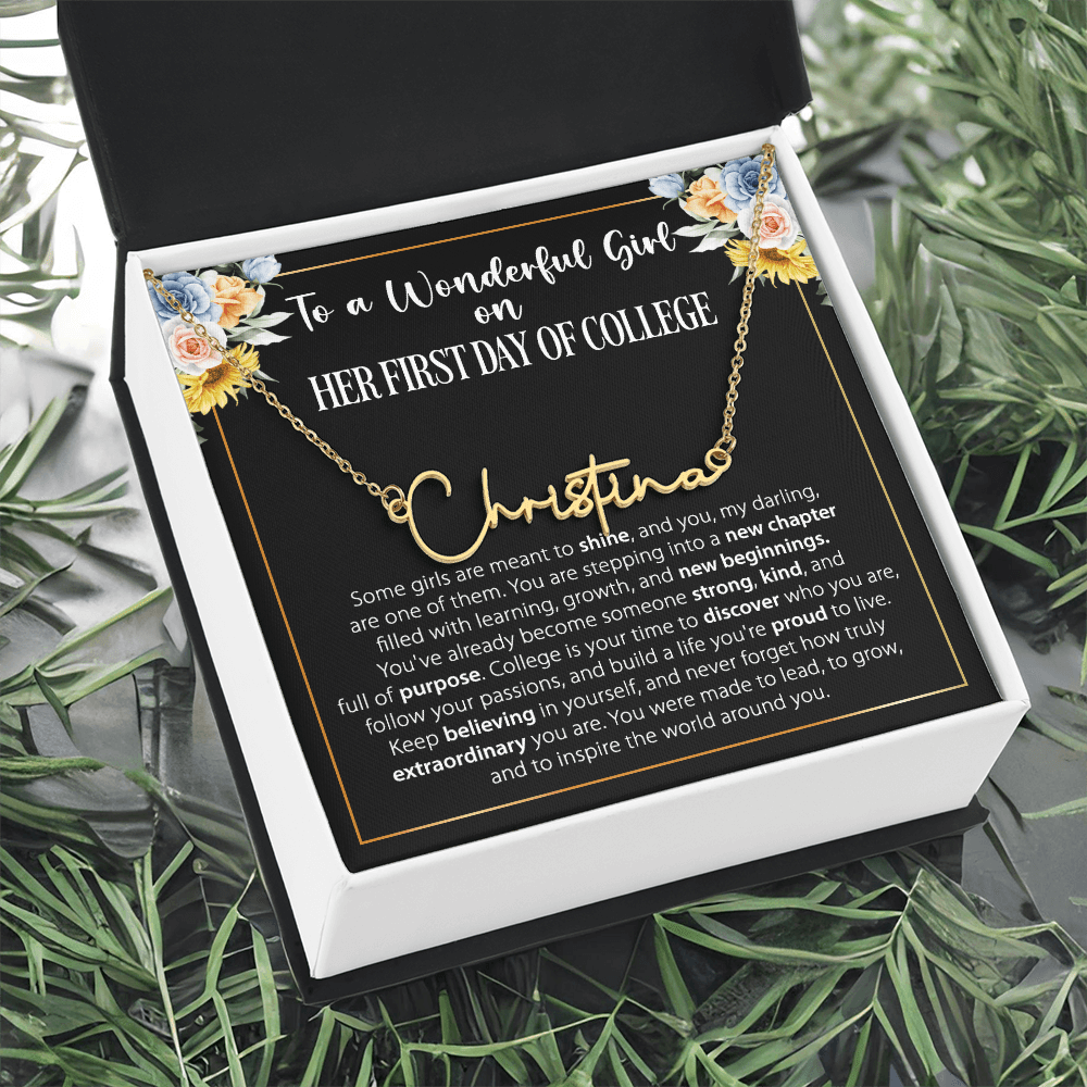 1st Day of College - Signature Style Name Necklace - Custom Gift for Daughter, Granddaughter
