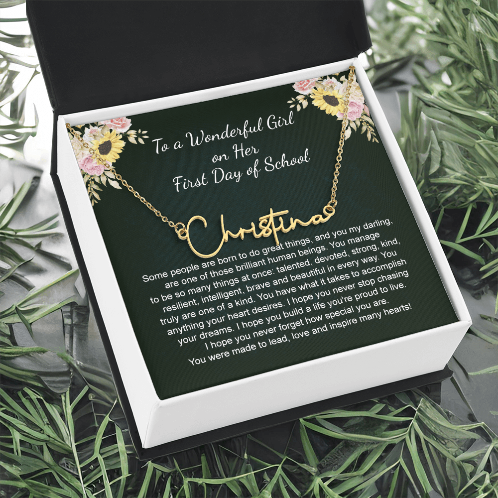 1st Day of School Gift- Signature Style Name Necklace