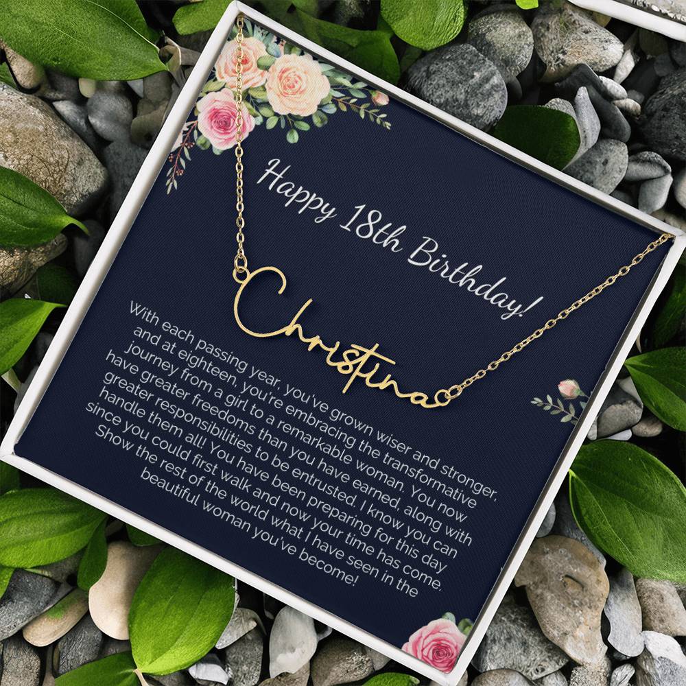 Personalized 18th Birthday Gift for Her - Customizable Signature Style Name Necklace