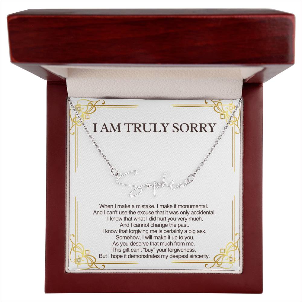 Personalized Apology Gift for Her - Customizable Signature Style Name Necklace - I am Truly Sorry