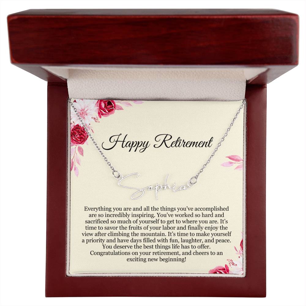 Personalized Retirement Gift for Her - Customizable Signature Style Name Necklace