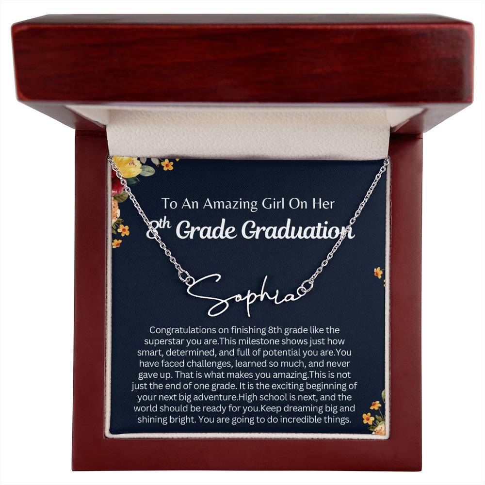 Personalized 8th grade graduation gift , Signature Style Name Necklace