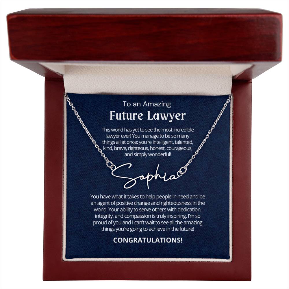 Personalized Gift for Future Lawyer - Customizable Signature Style Name Necklace for Her