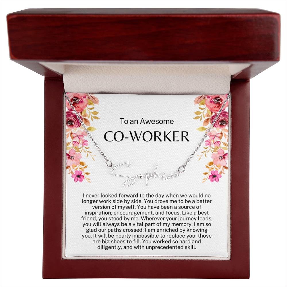 Personalized Retirement Gift for Co-worker - Customizable Signature Style Name Necklace