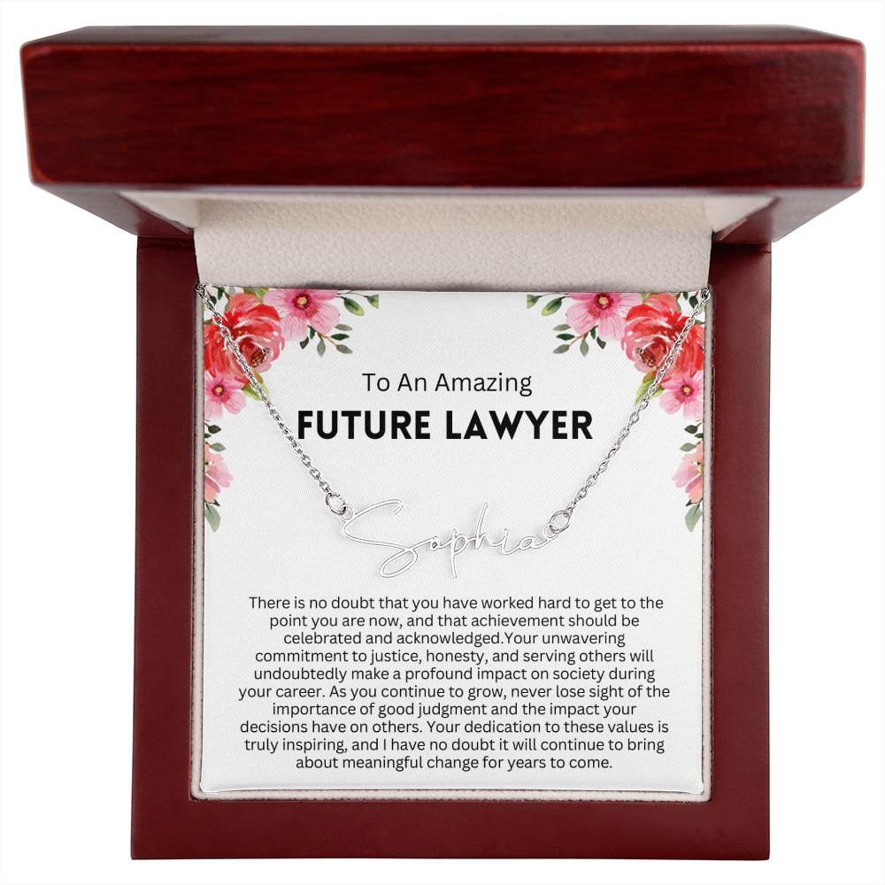 Personalized Gift for Future Lawyer - Customizable Signature Style Name Necklace for Her