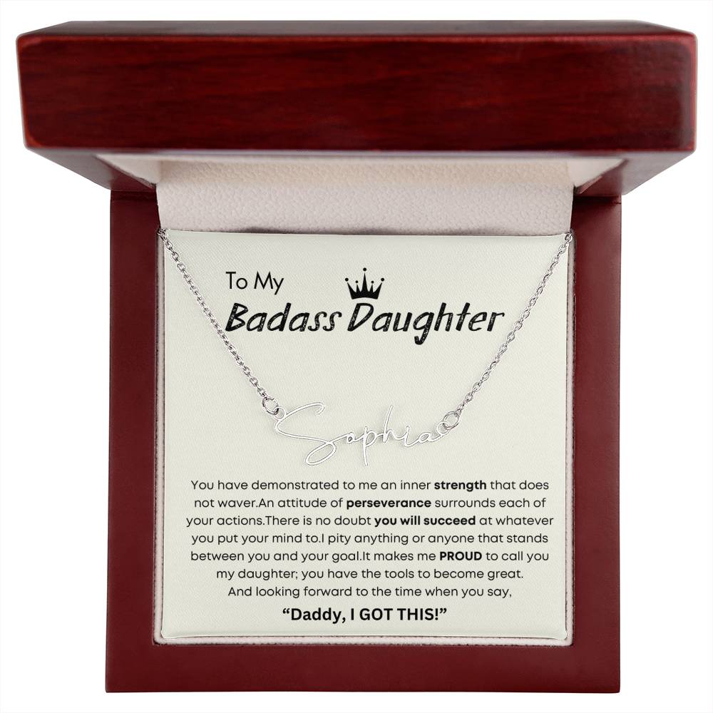 Personalized Gift for Badass Daughter- Customizable Signature Style Name Necklace
