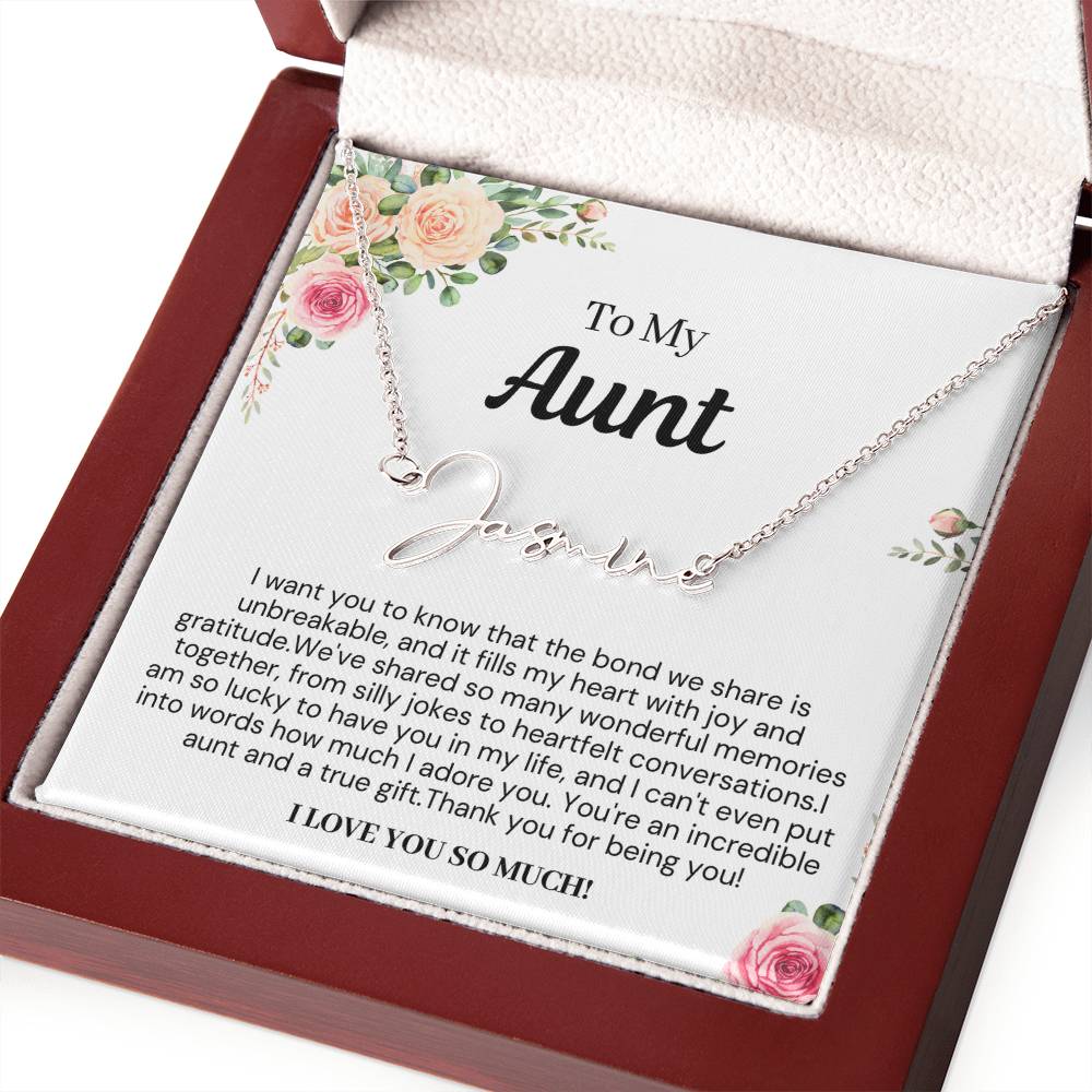 Personalized Gift for Aunt- Customizable Signature Style Name Necklace - I Love You So Much
