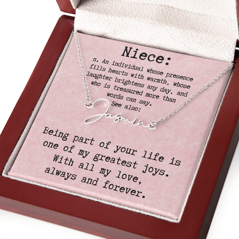 Personalized Birthday Gift for Niece – Custom Signature Style Name Necklace – Unique Name Plate Necklace Birthday Present from Aunt