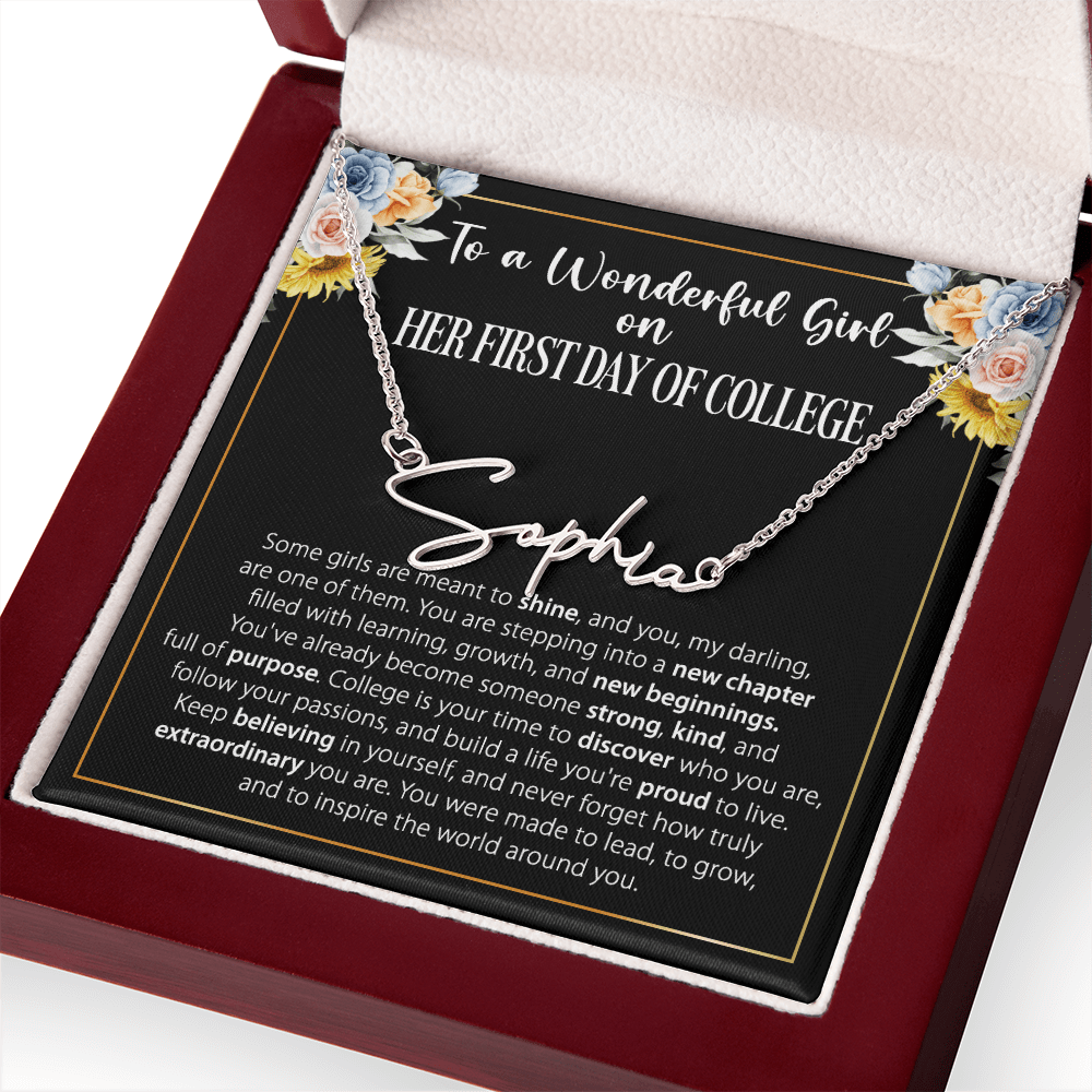 1st Day of College Gift- Signature Style Name Necklace
