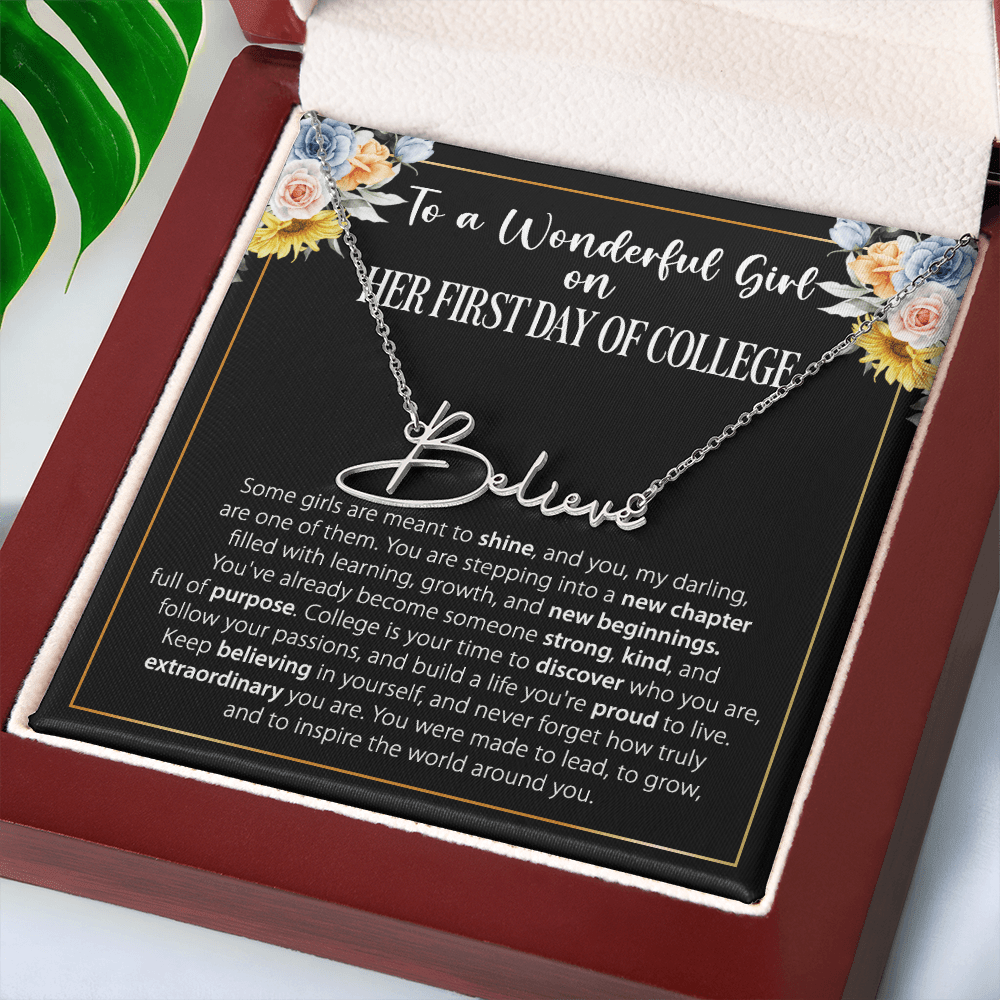 1st Day of College - Signature Style Name Necklace - Custom Gift for Daughter, Granddaughter