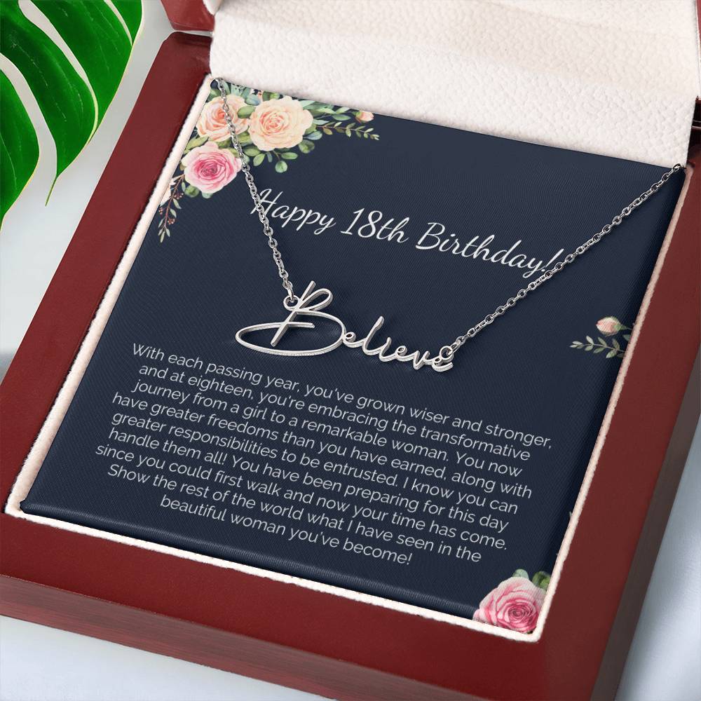 Personalized 18th Birthday Gift for Her - Customizable Signature Style Name Necklace