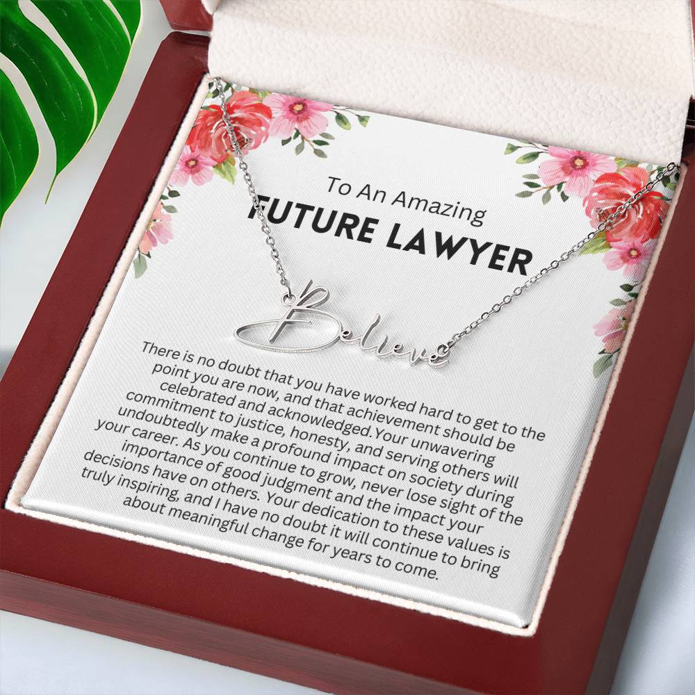 Personalized Gift for Future Lawyer - Customizable Signature Style Name Necklace for Her