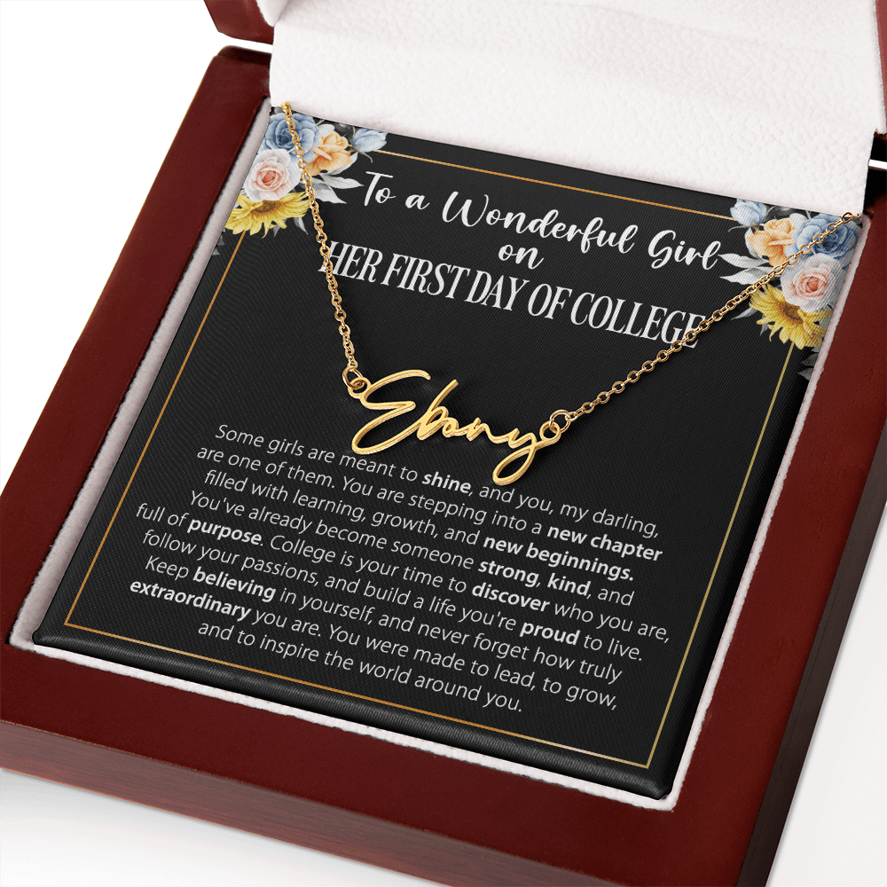 1st Day of College - Signature Style Name Necklace - Custom Gift for Daughter, Granddaughter
