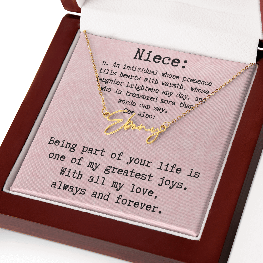 Personalized Birthday Gift for Niece – Custom Signature Style Name Necklace – Unique Name Plate Necklace Birthday Present from Aunt