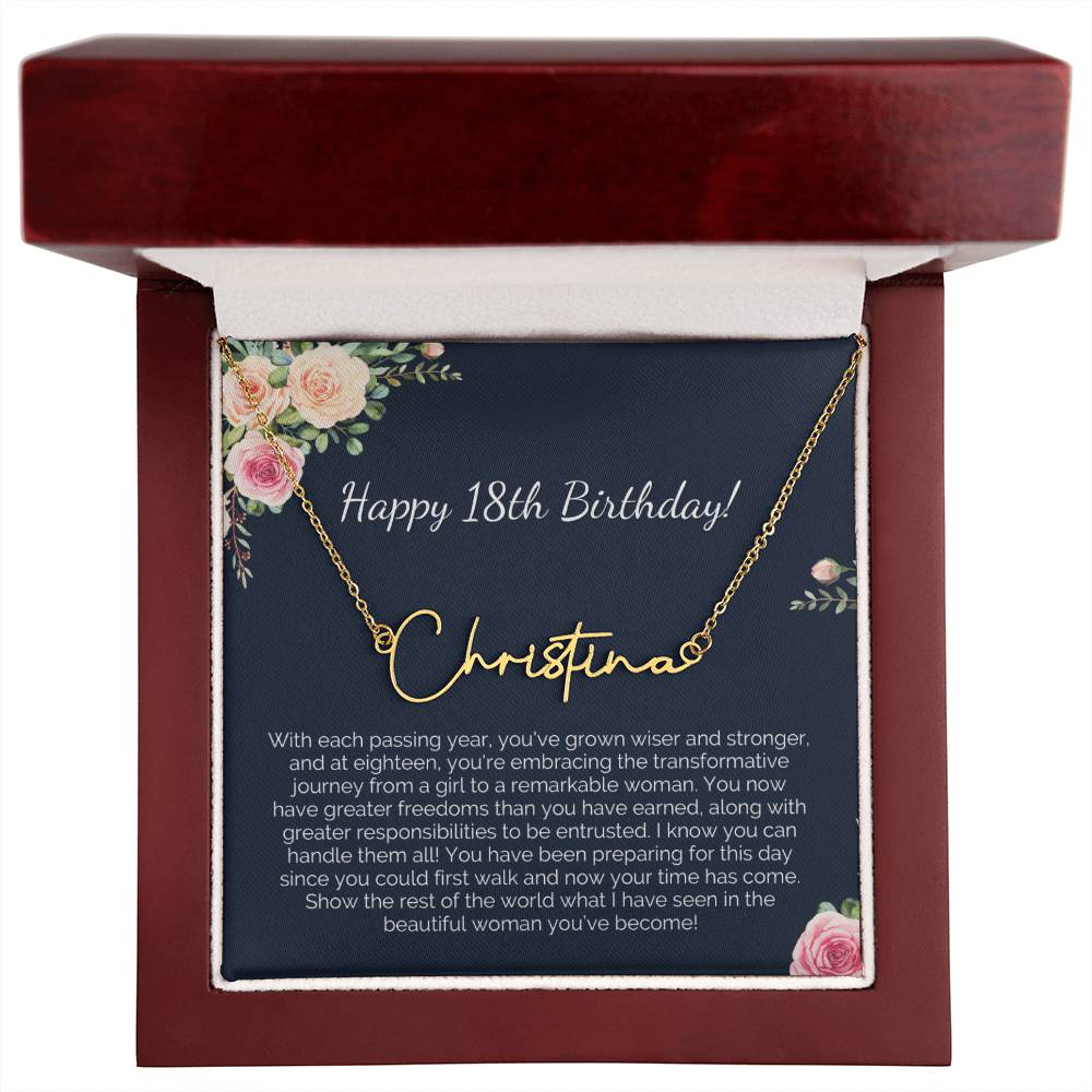 Personalized 18th Birthday Gift for Her - Customizable Signature Style Name Necklace