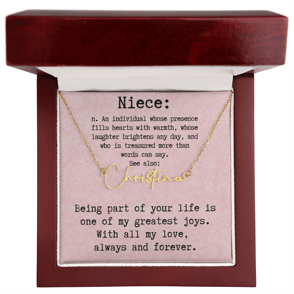 Personalized Birthday Gift for Niece – Custom Signature Style Name Necklace – Unique Name Plate Necklace Birthday Present from Aunt