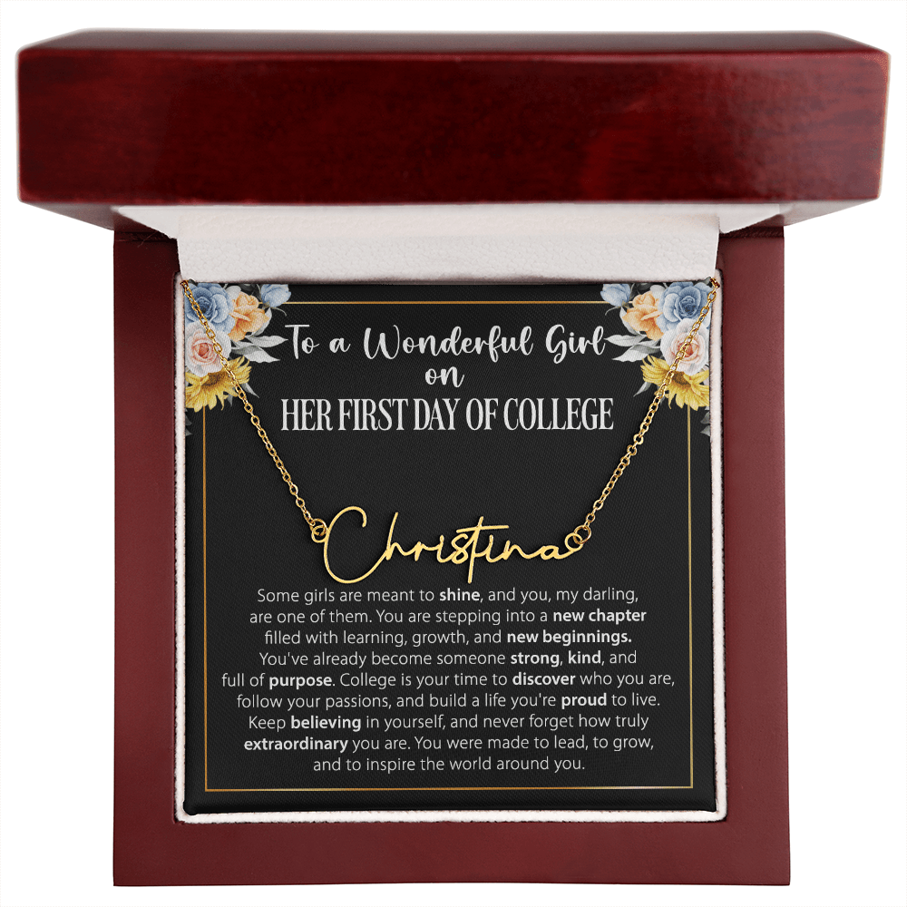 1st Day of College Gift- Signature Style Name Necklace