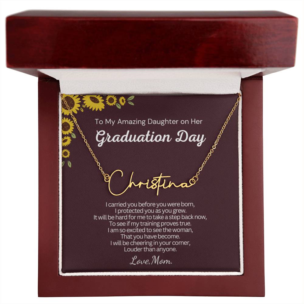 Personalized Graduation Gift for Daughter from Mom - Customizable Signature Style Name Necklace for Her