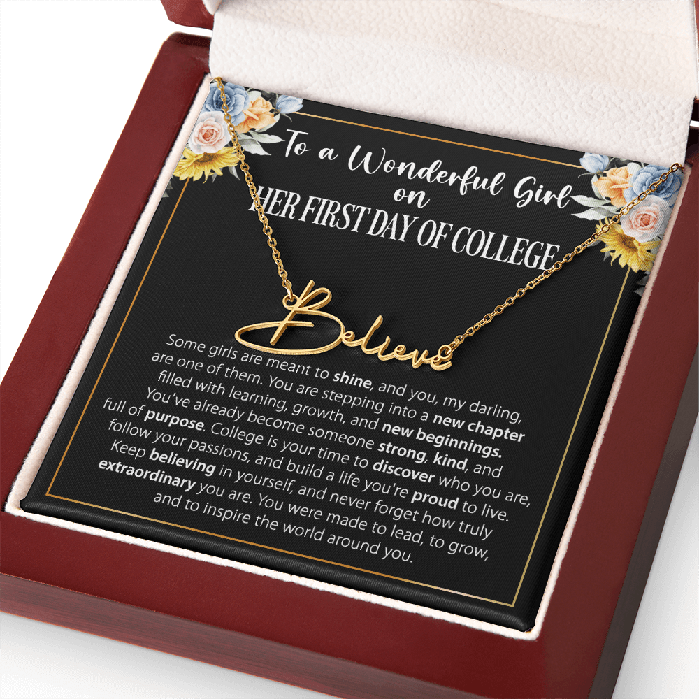 1st Day of College - Signature Style Name Necklace - Custom Gift for Daughter, Granddaughter