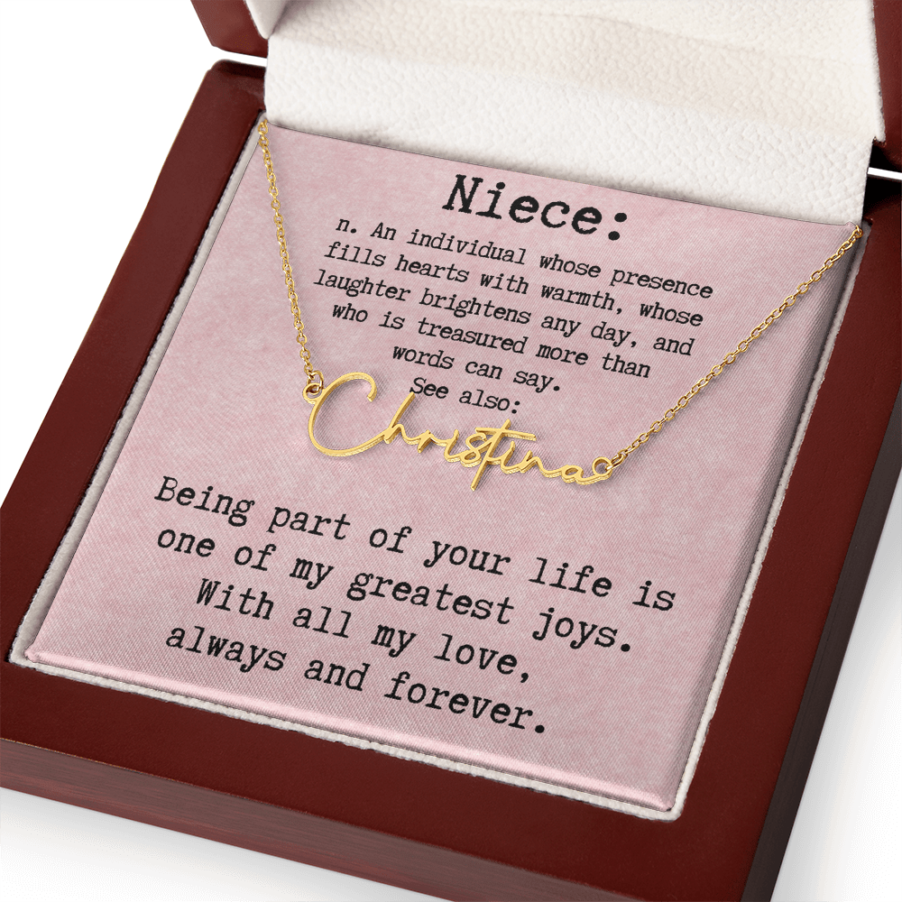 Personalized Birthday Gift for Niece – Custom Signature Style Name Necklace – Unique Name Plate Necklace Birthday Present from Aunt