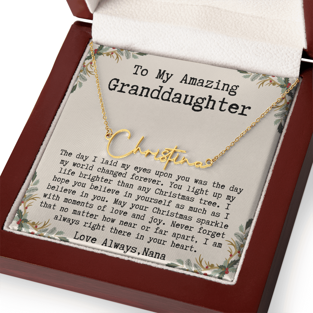 Custom Christmas Gift from Nana to Granddaughter - Signature Style Name Necklace