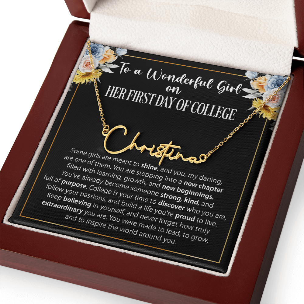1st Day of College Gift- Signature Style Name Necklace