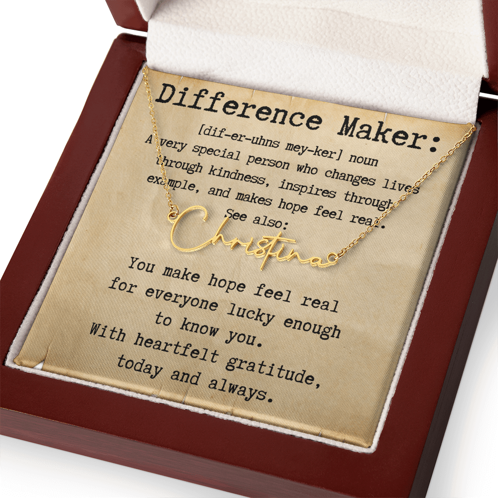 Personalized Gift for a Difference Maker - Signature Style Name Necklace