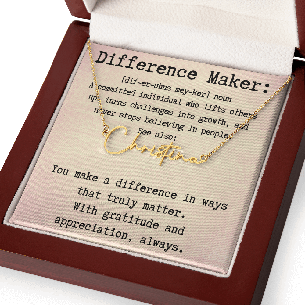 Unique Personalized Gift for a Difference Maker - Signature Style Name Necklace