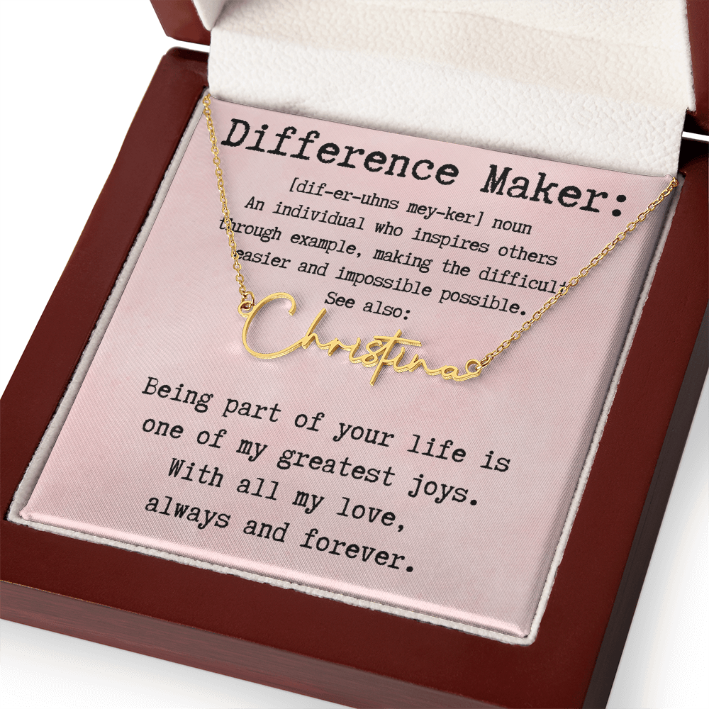 Customized Gift for Difference Maker - Signature Style Name Necklace