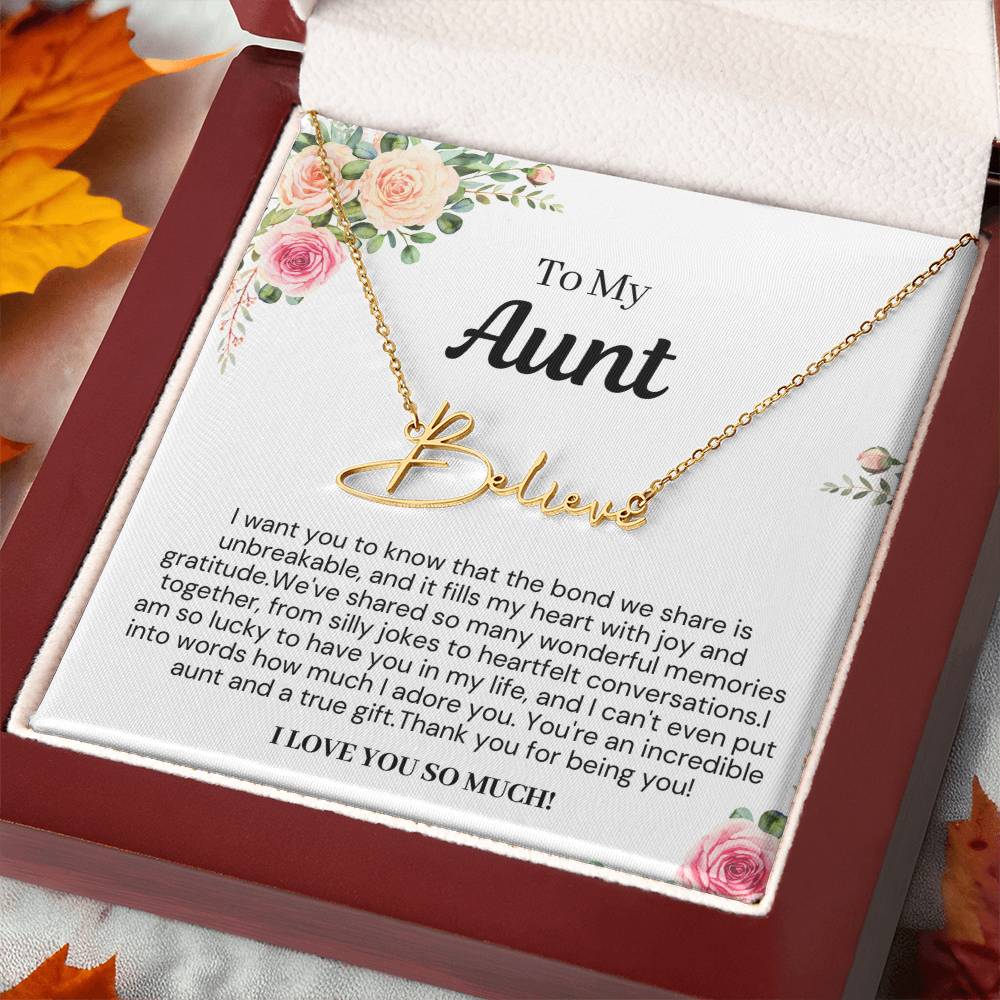 Personalized Gift for Aunt- Customizable Signature Style Name Necklace - I Love You So Much