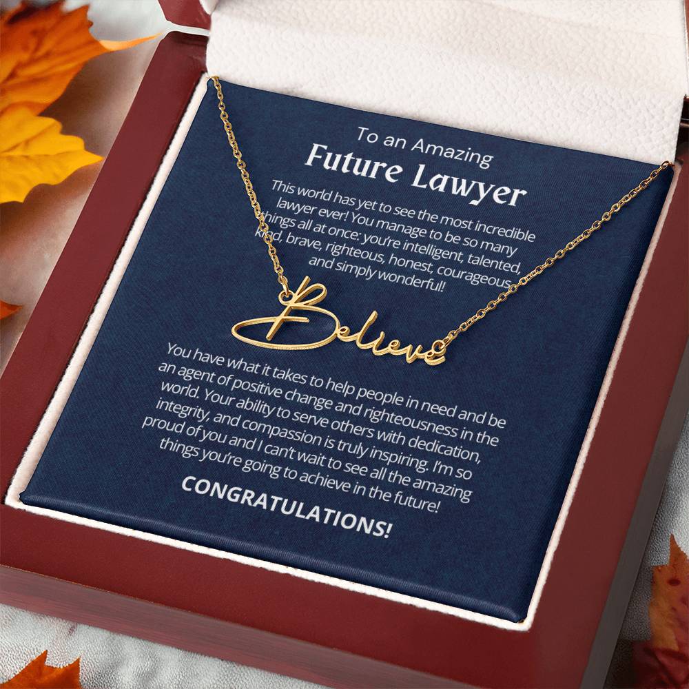 Personalized Gift for Future Lawyer - Customizable Signature Style Name Necklace for Her