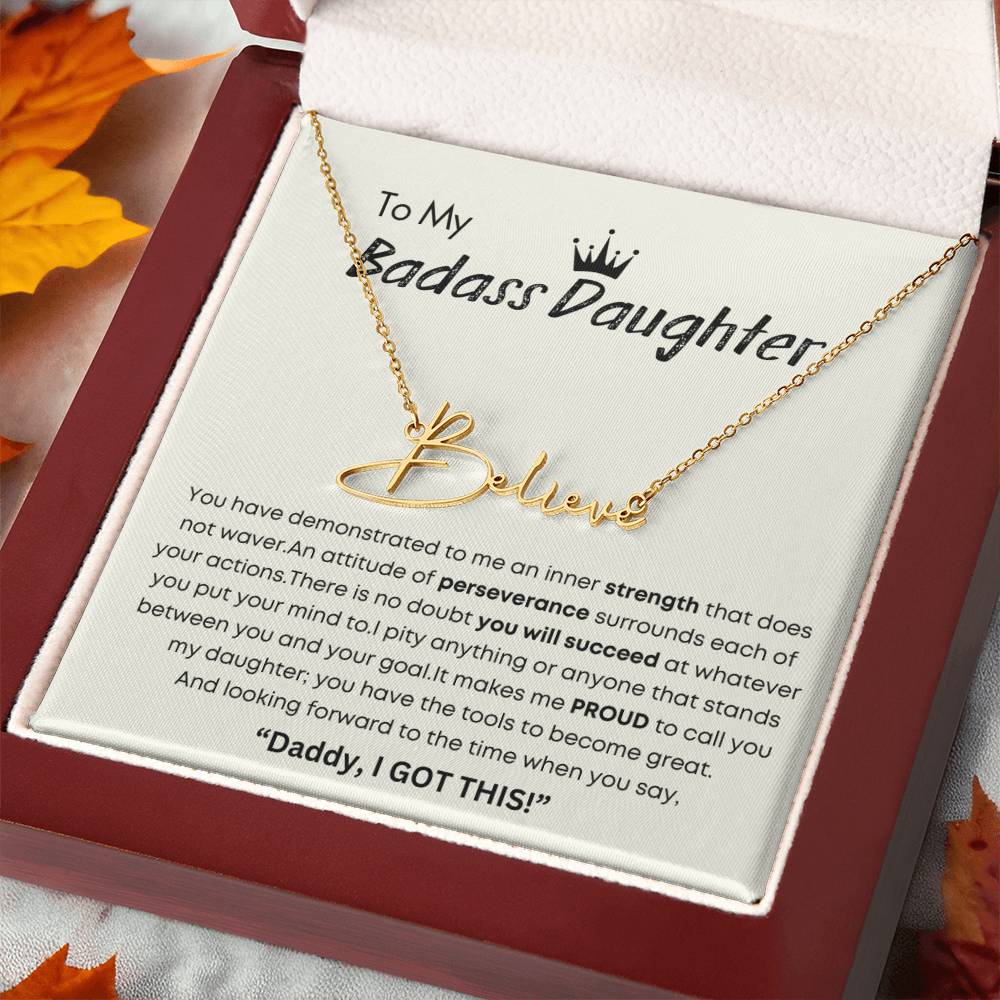 Personalized Gift for Badass Daughter- Customizable Signature Style Name Necklace