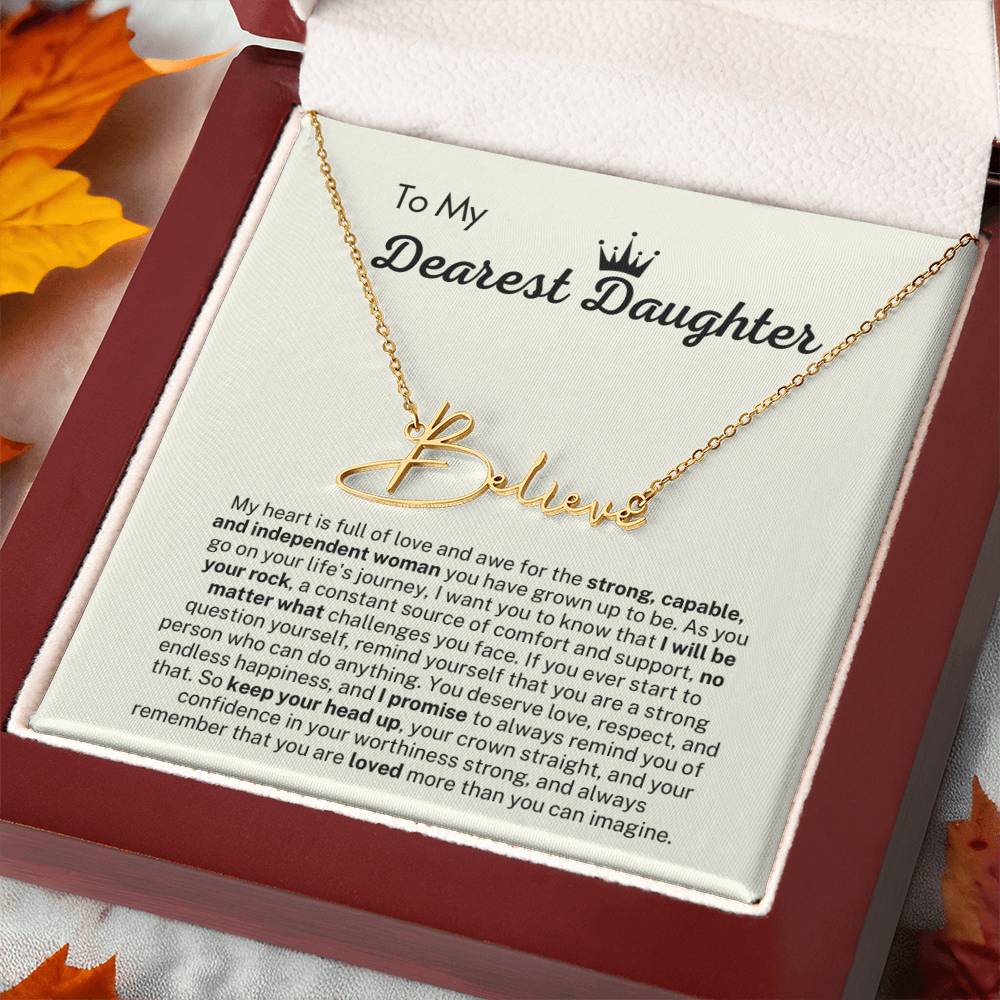 Personalized Gift for Dearest Daughter- Customizable Signature Style Name Necklace