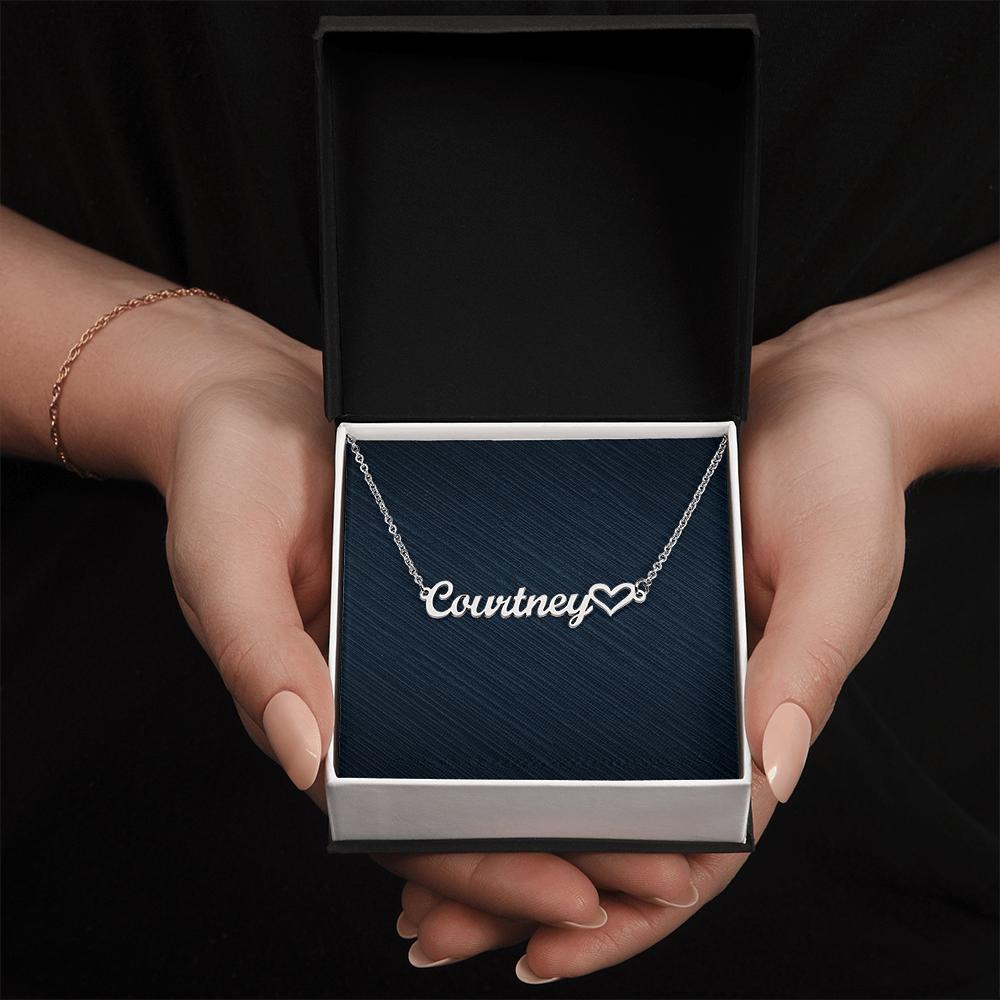 Personalized Heart Name Necklace, Famprecious Gift HEART name necklace chain gift for her