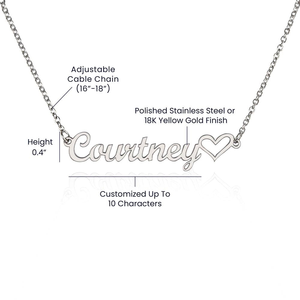 Personalized Heart Name Necklace, Famprecious Gift HEART name necklace chain gift for her