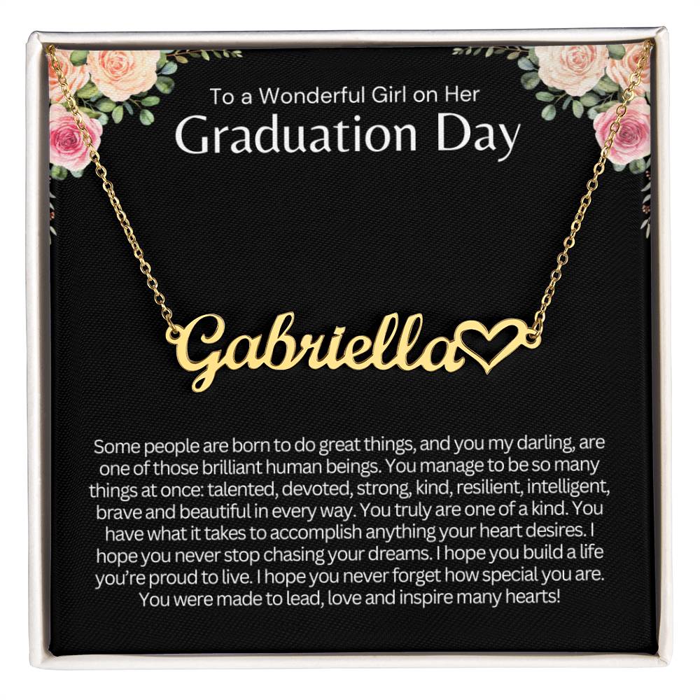 Personalized Graduation Gift for Her, Custom Heart Name Necklace