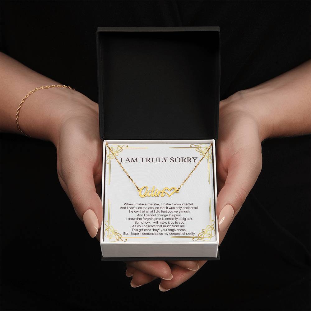 Personalized Apology Gift for Her -Customizable Heart Name Necklace - I am Truly Sorry