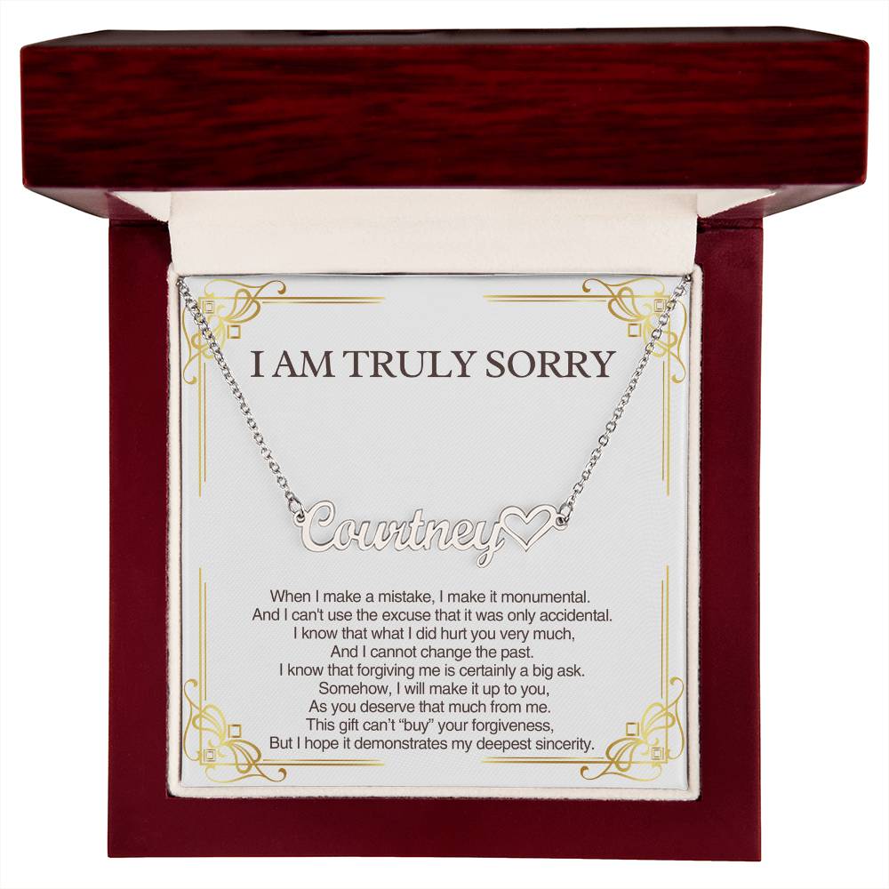 Personalized Apology Gift for Her -Customizable Heart Name Necklace - I am Truly Sorry