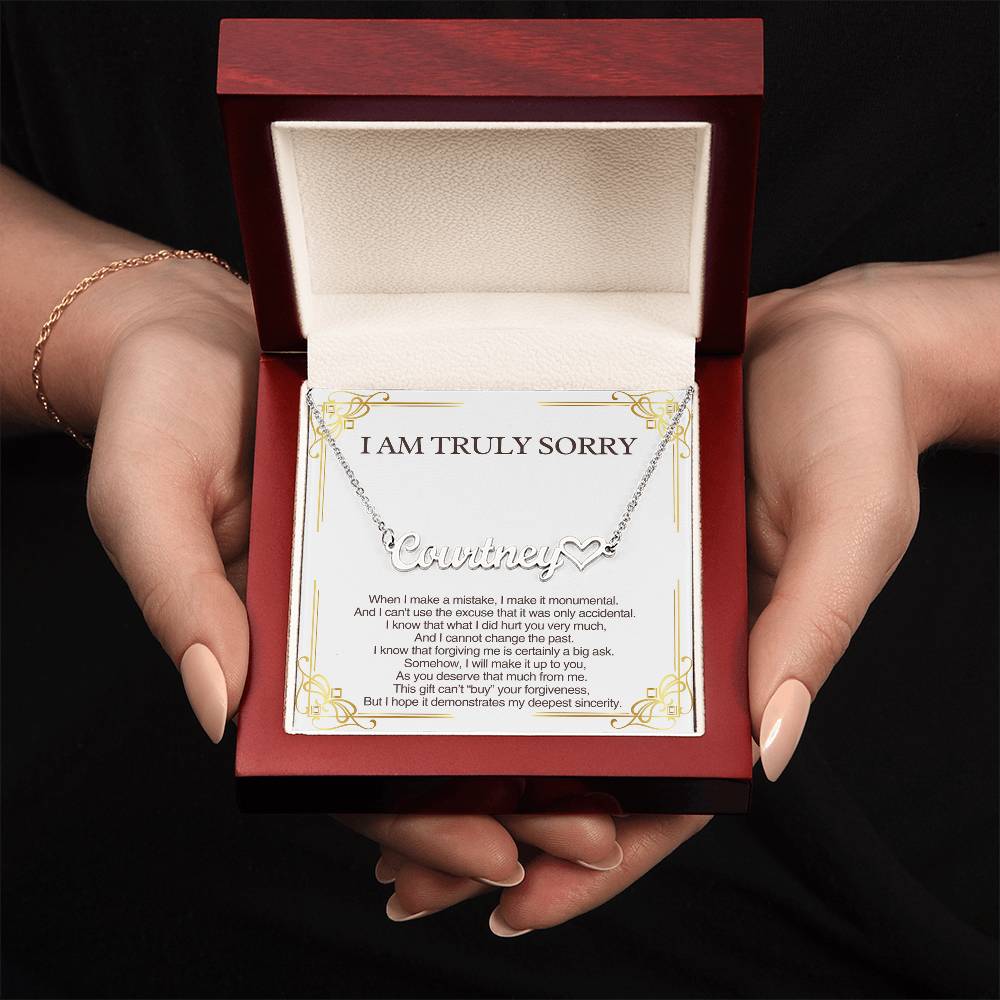 Personalized Apology Gift for Her -Customizable Heart Name Necklace - I am Truly Sorry