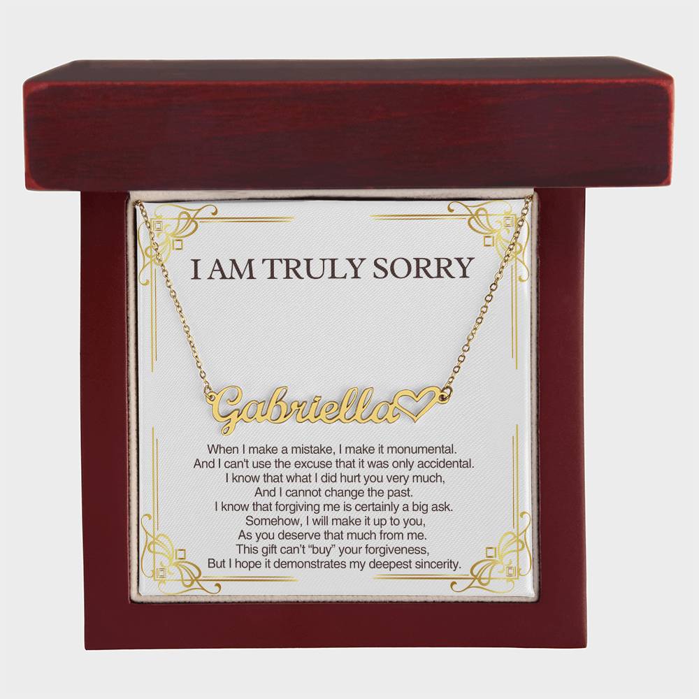 Personalized Apology Gift for Her -Customizable Heart Name Necklace - I am Truly Sorry