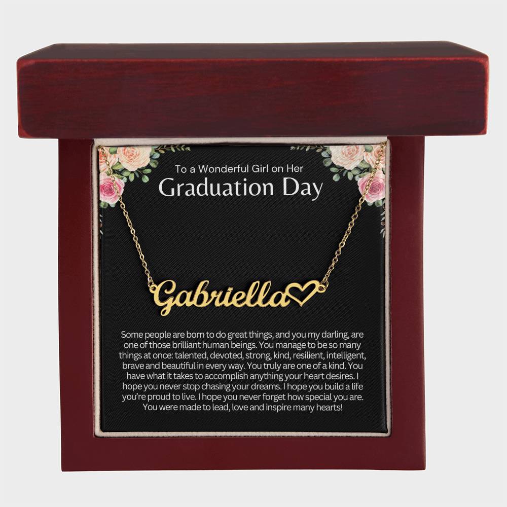 Personalized Graduation Gift for Her, Custom Heart Name Necklace