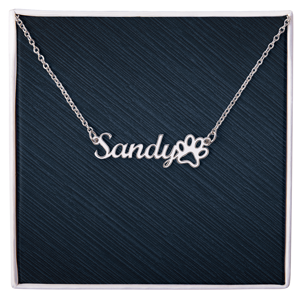 Personalized Paw Print Name Necklace, Famprecious Gifts Pawprint necklace for Dog Mamas Cat Mama