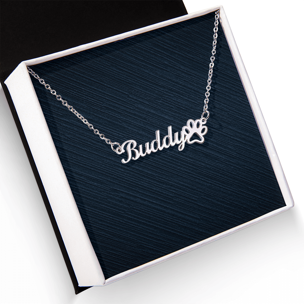 Personalized Paw Print Name Necklace, Famprecious Gifts Pawprint necklace for Dog Mamas Cat Mama