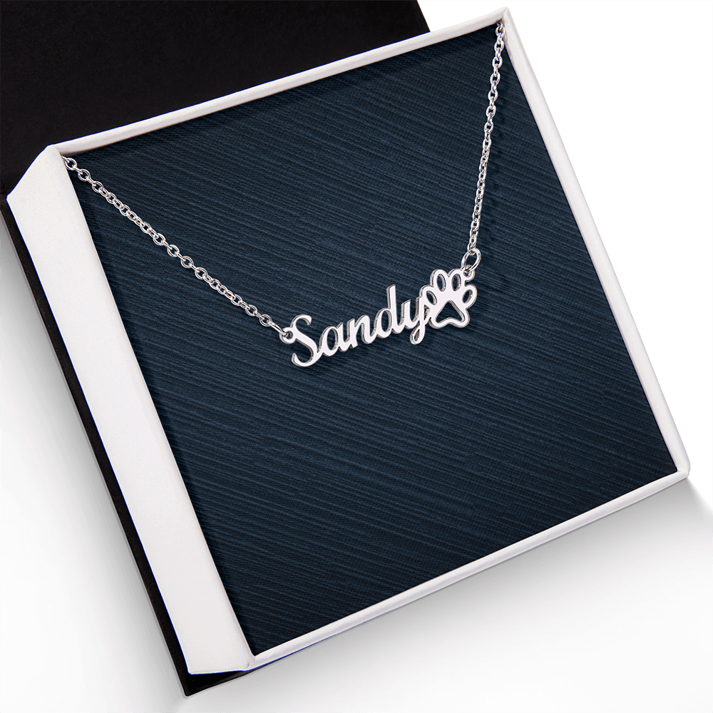Personalized Paw Print Name Necklace, Famprecious Gifts Pawprint necklace for Dog Mamas Cat Mama