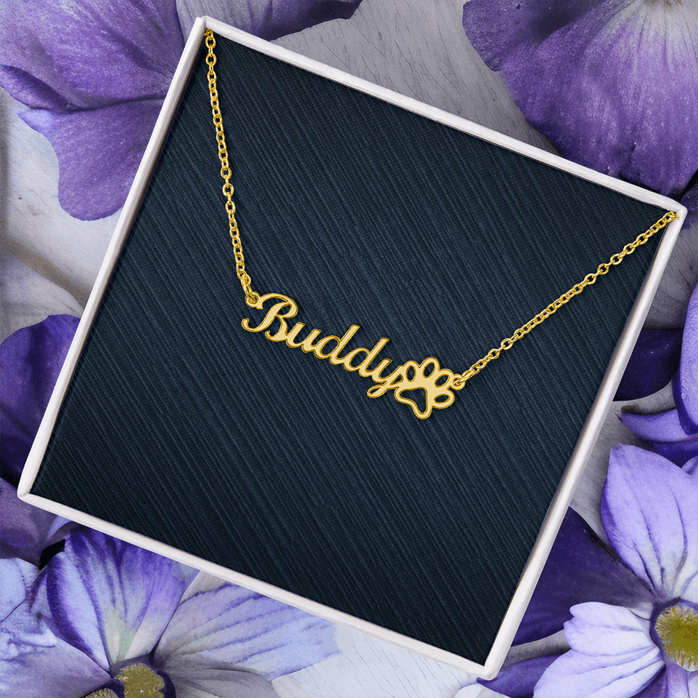 Personalized Paw Print Name Necklace, Famprecious Gifts Pawprint necklace for Dog Mamas Cat Mama