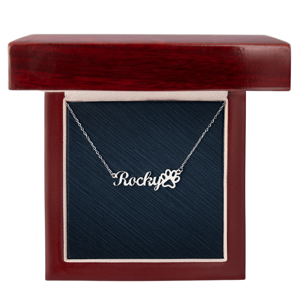 Personalized Paw Print Name Necklace, Famprecious Gifts Pawprint necklace for Dog Mamas Cat Mama