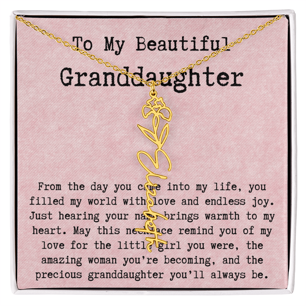 Personalized Birthday Gift for Granddaughter – Customized Birth Flower Name Necklace – Unique Jewelry Gift from Grandma for Any Birthday
