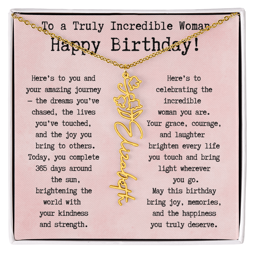 Personalized Birthday Gift for Her – Customized Birth Flower Name Necklace – Unique Jewelry Gift from Friend, Family, or Loved One
