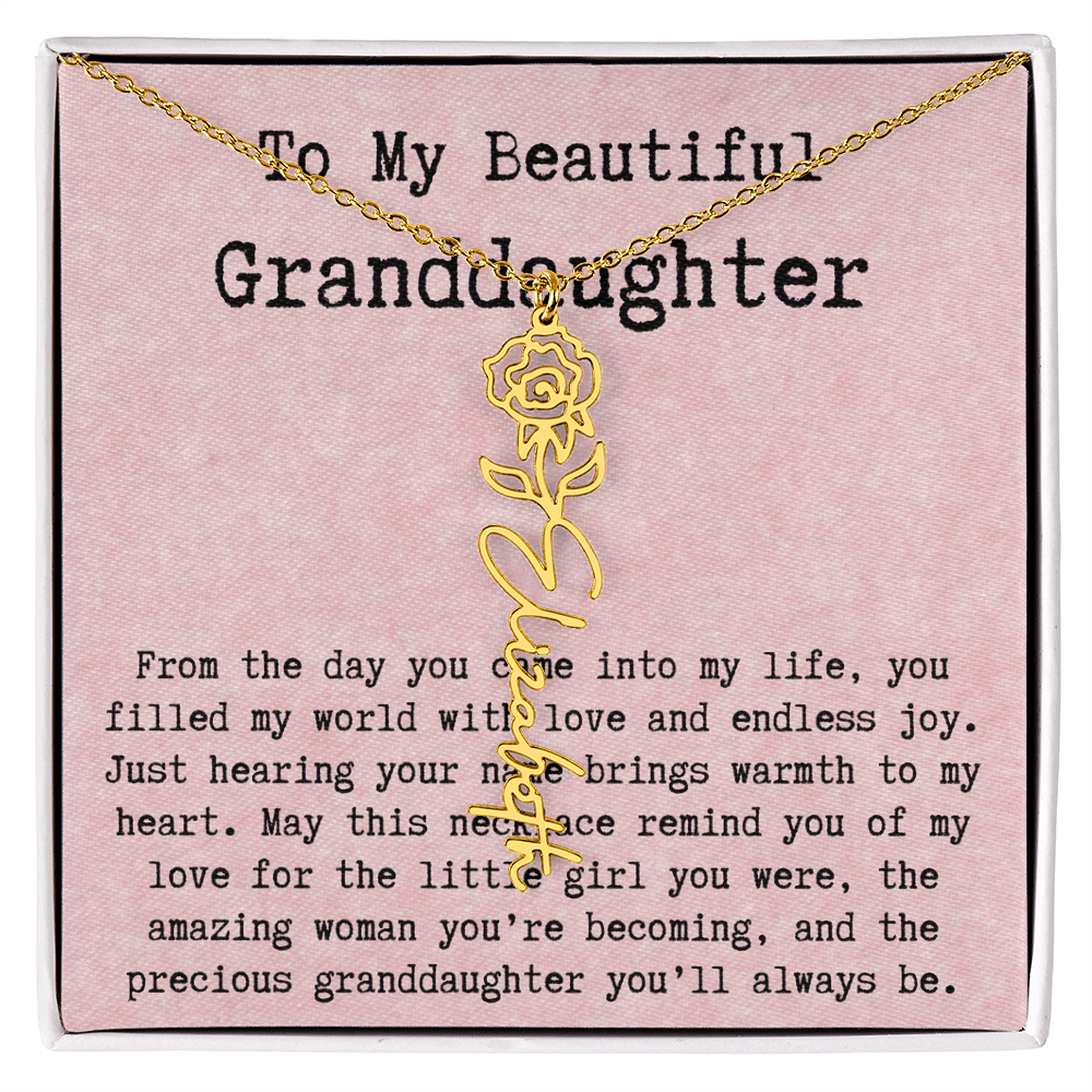 Personalized Birthday Gift for Granddaughter – Customized Birth Flower Name Necklace – Unique Jewelry Gift from Grandma for Any Birthday